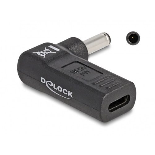DELOCK Átalakító Laptop Töltőkábel USB Type-C female > Dell 4.5 x 3.0mm male 90 fokos
