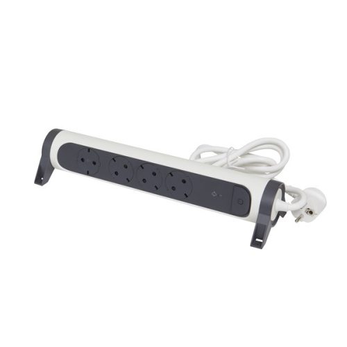 LEGRAND Elosztósor Premium 4x2P+F, túlfeszültség-védőlemmel, 1,5 m vezetékkel, fehér/fekete