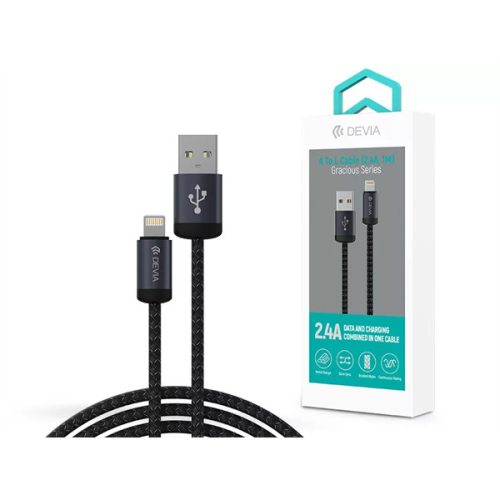 DEVIA ST108035 Gracious v2 12W USB/Lightning 1m -es fekete adat-és Töltőkábel