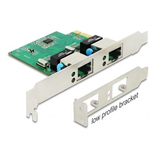DELOCK PCI-E x1 Bővítőkártya  > 2x RJ45 Gigabit LAN RTL8111