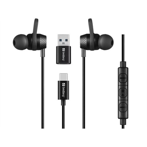 SANDBERG Fülhallgató, USB-C/A In-Earset with Line-Mic