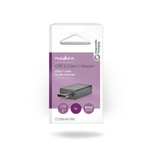 Nedis USB-C - USB-A adapter CCGB64915BK, USB-C dugó - USB-A aljzat, 5 Gbps, OTG