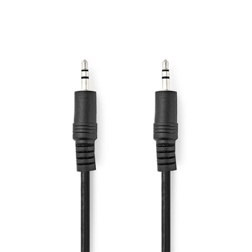 Nedis CAGL22000BK15 sztereó audió kábel, 3,5 mm-es dugó 3,5 mm-es dugó Nikkelezett 1,5 m Kerek Fekete Címke